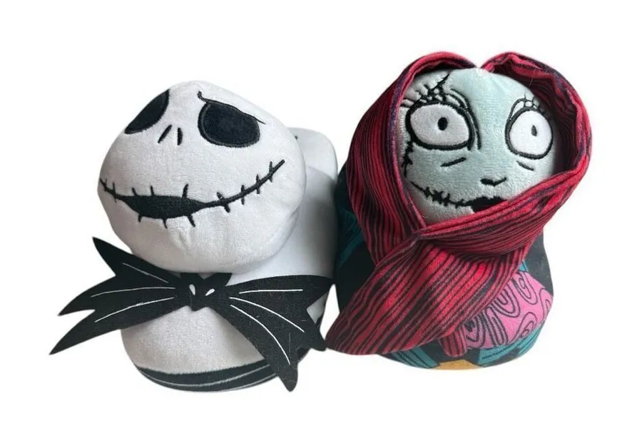 Adult Nightmare Before Christmas Plush Jack & Sally House Slippers - Sz 11/12