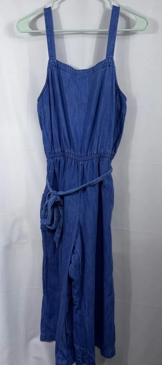 Old Navy Chambray Tie Waist Wide Leg Jumpsuit Women’s Medium Sleeveless