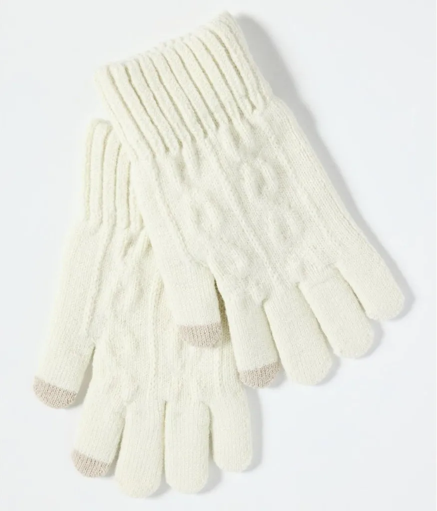Hat Attack Frosty Touch Gloves in Ivory One Size Womens Smart Mittens Gray