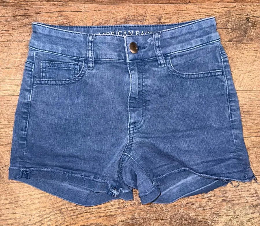 American Eagle Hi-Rise Shortie Denim Shorts | Size 0