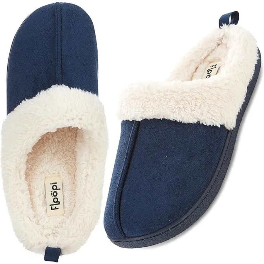 Floopi Cozy Memory Foam House Slippers in Blue, Size M (7