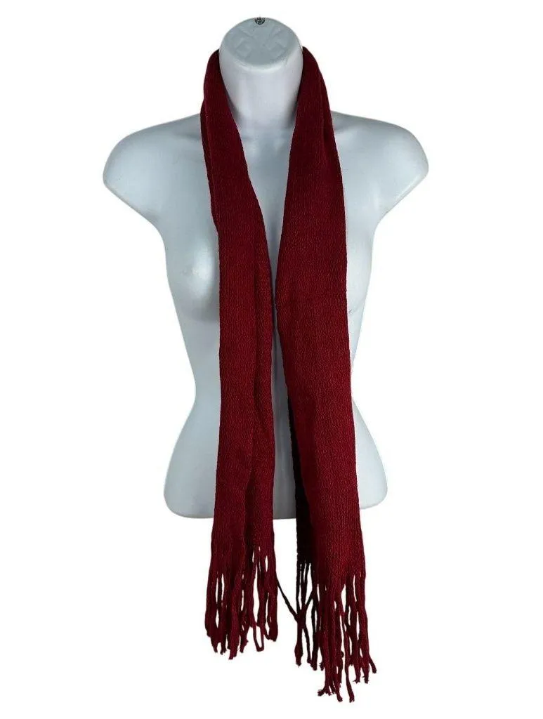 Red Acrylic Fringed Scarf For Women
