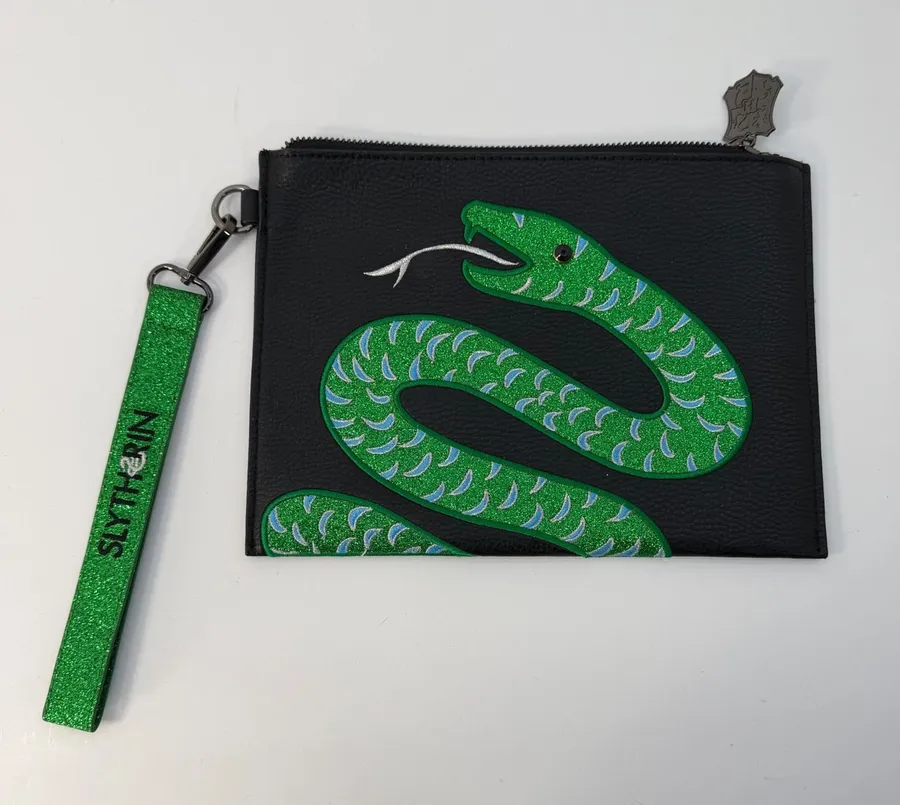 Harry Potter Danielle Nicole Slytherin Snake Pouch Wristlet Clutch Black Green