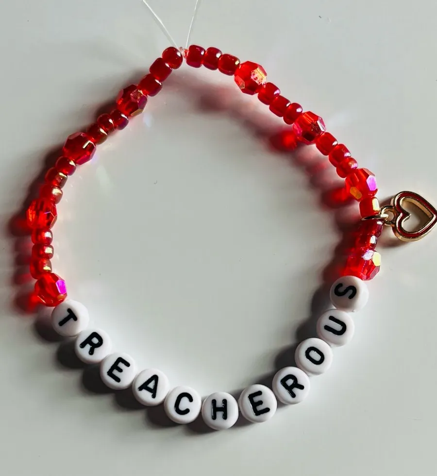 Taylor Swift Eras Tour Friendship Bracelet Treacherous Red with charm