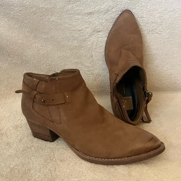 Dolce Vita Leather Ankle Boot Tan Size 8