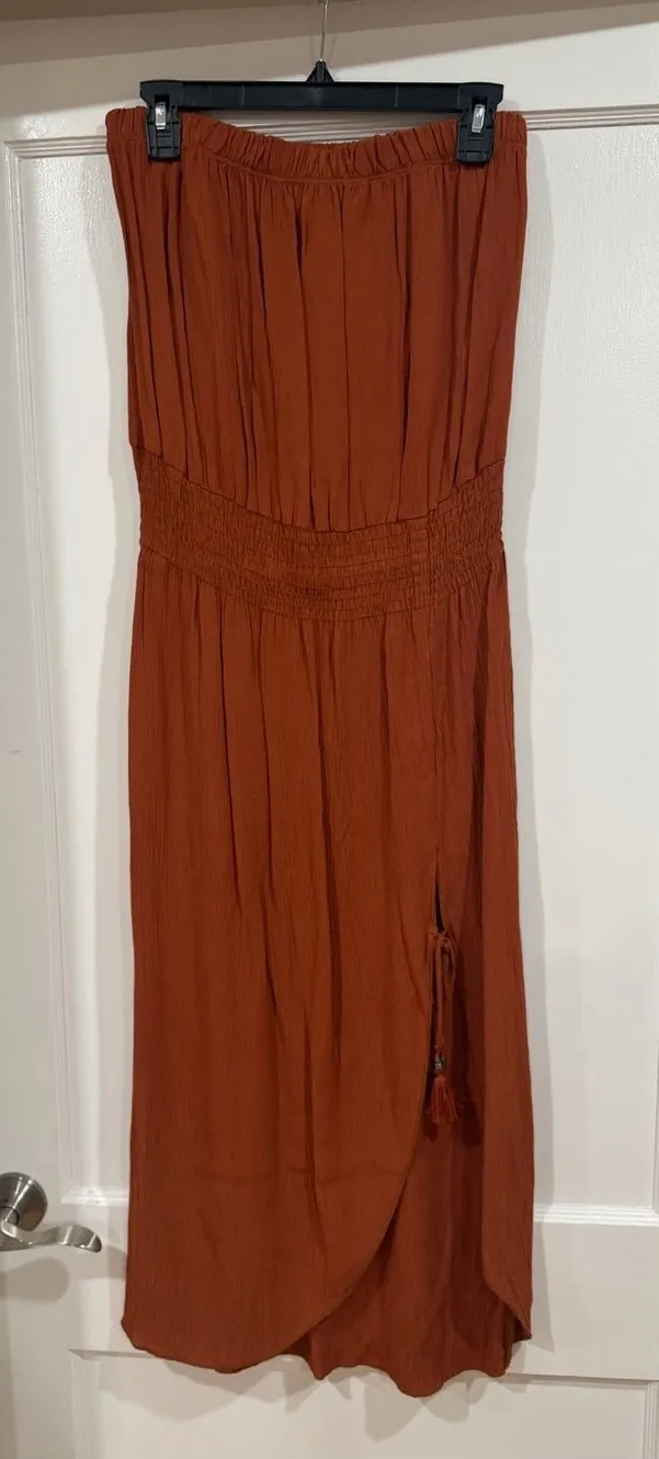 BECCA Strapless Maxi Coverup in Rust Orange