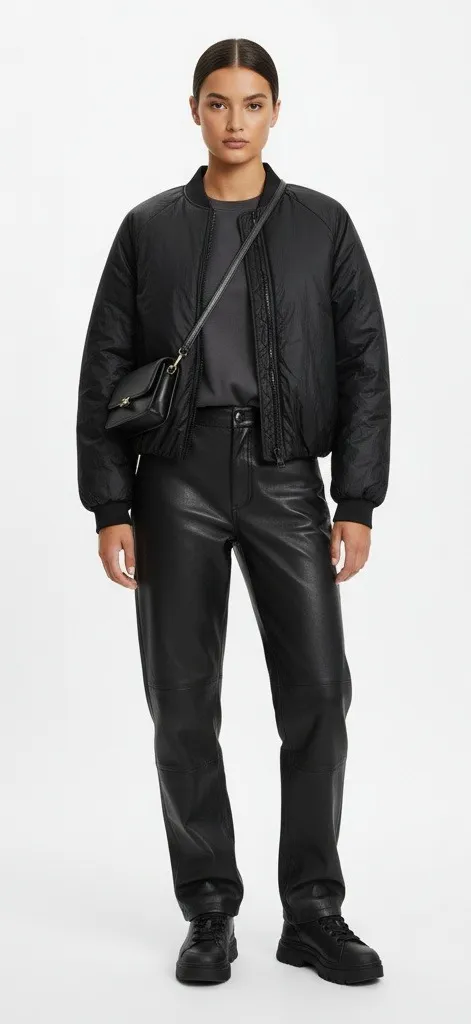 ZARA Oversized Puffer Bomber Jacket Medium Black Cropped Bubble Nylon Streetwear