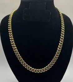 Real Gold Cuban Chain 8mm 24 Inch Stainless Steel Plated Solid Waterproof Mens