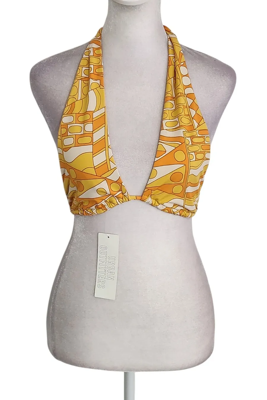 Out From Under Urban Outfitters Orange Retro Print Bikini Top Size Medium NWT