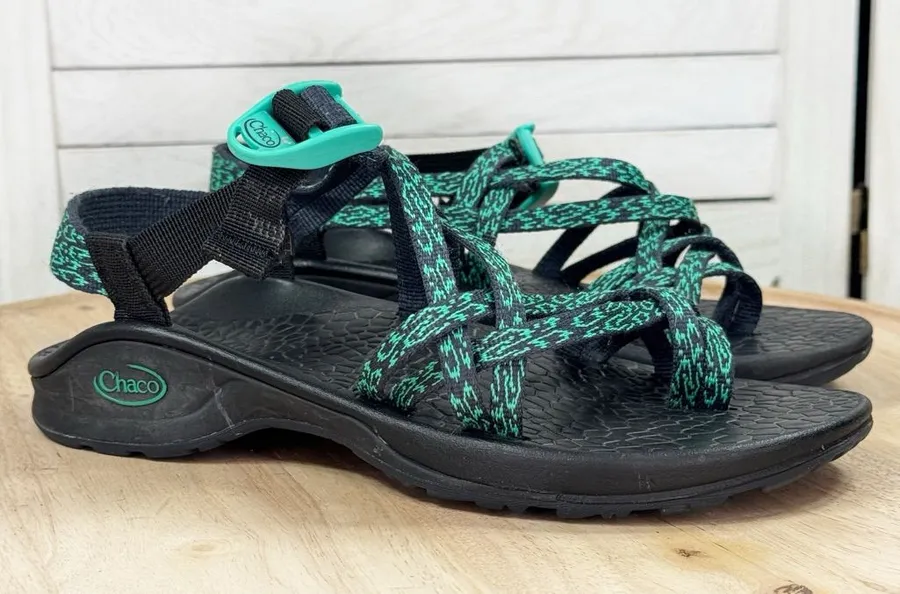 Chaco Updraft X2 Northern Lights Strappy Sandals Teal Black Women 7 Outdoor