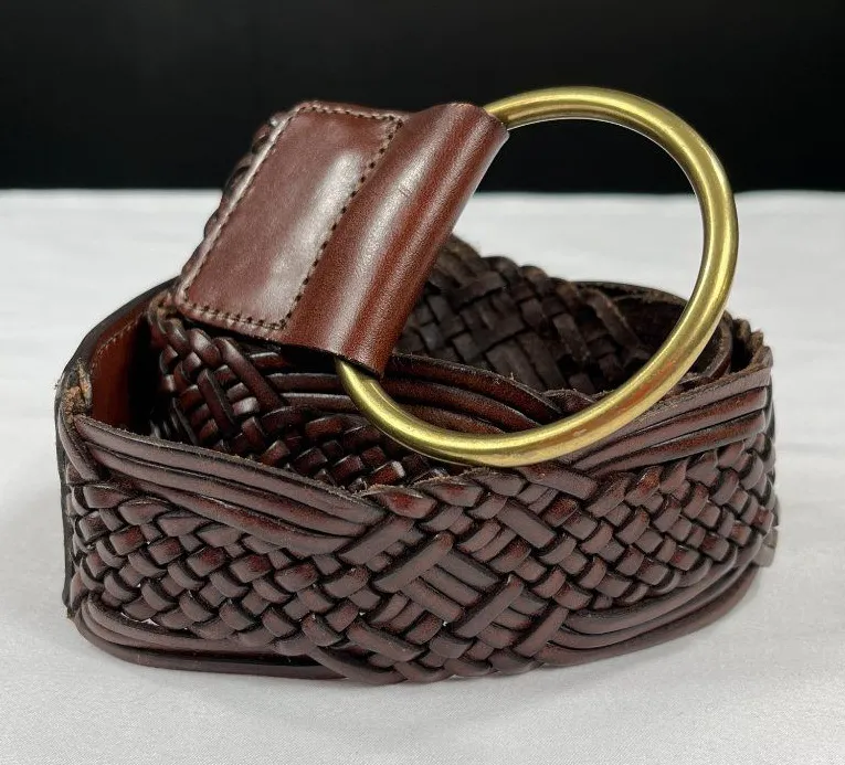 The Limited SKU 7891 Womens Genuine Leather Braided Belt With Brass Buckle Size