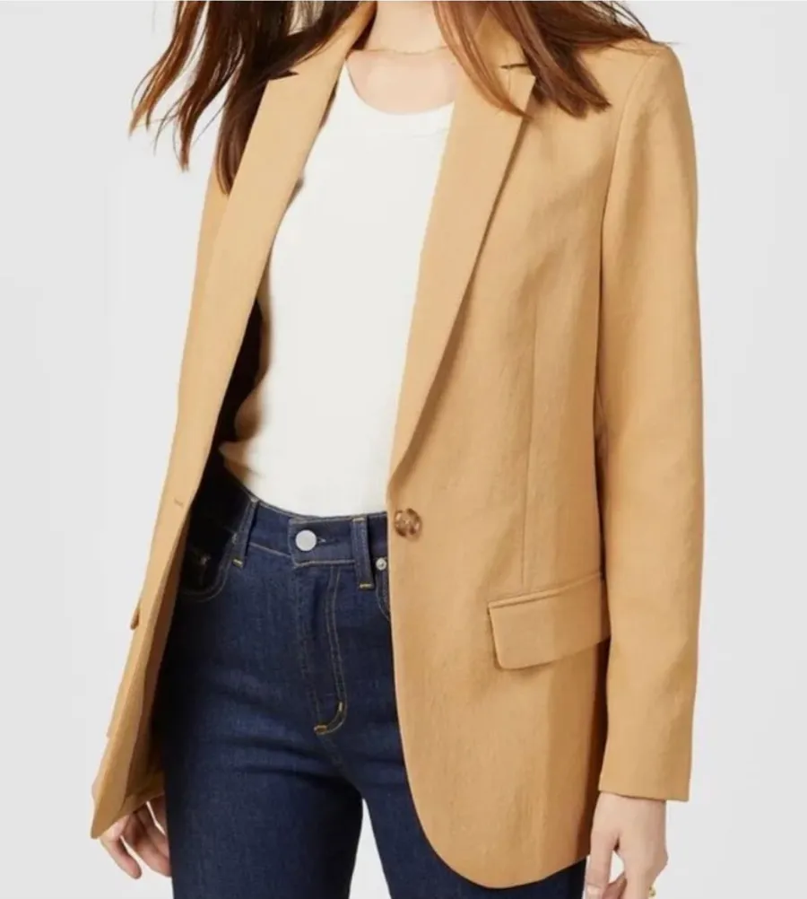 Outerknown Devin Single Button Lightweight Blazer 2 Tan Camel