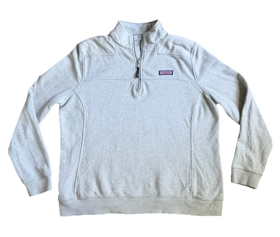 Vineyard Vines Women's gray Shep 1/4 Zip Dreamcloth Sweatshirt Size XL Nautical