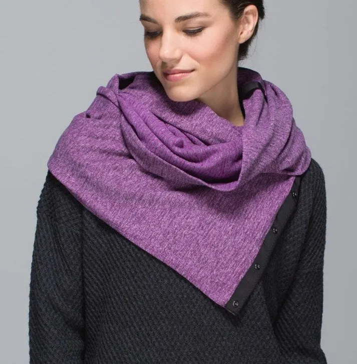 Lululemon Vinyasa Scarf Rulu Ultra Violet Heathered Black Snap Wrap Shawl
