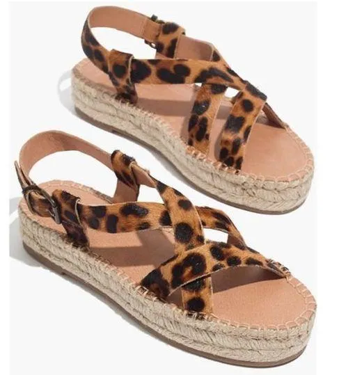 NEW Madewell The Malia Espadrille Sandal Leopard Calf Hair Leather