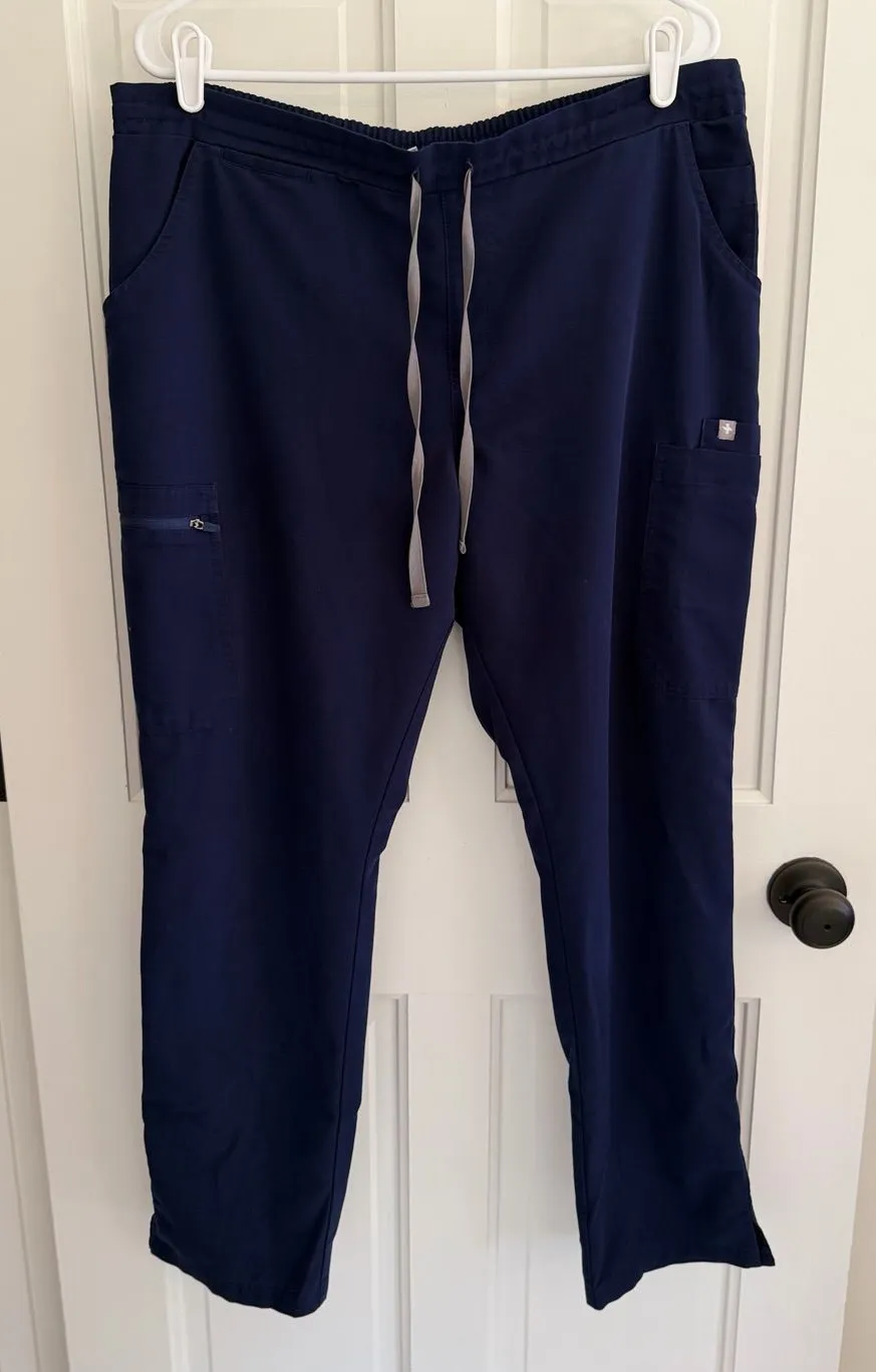 FIGS Technical Collection Navy Scrub Pants Large Drawstring Stretch
