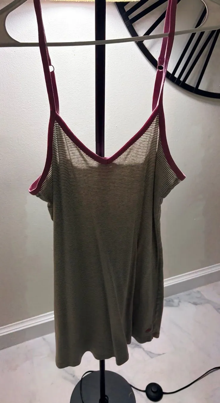 PINK Victoria's Secret Grey Striped Cami with Pink Trim
