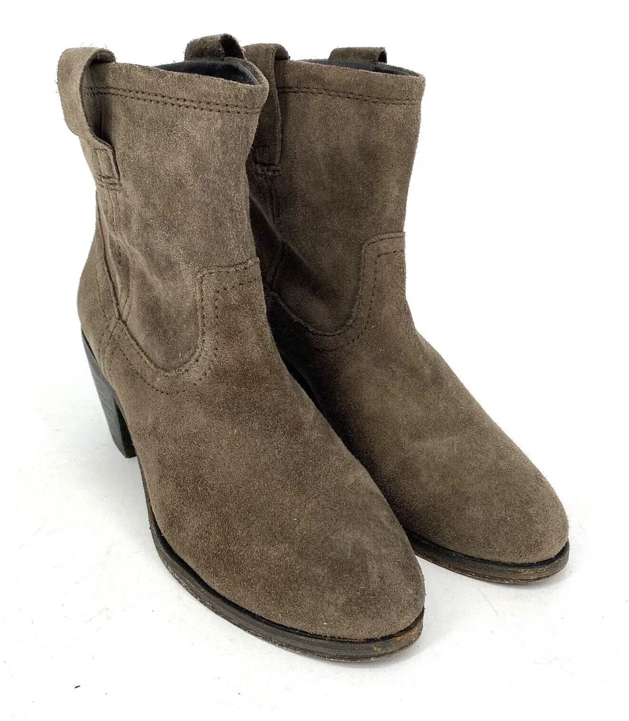 ASH Gray Suede Western Ankle Boots EU 39 Leather Booties