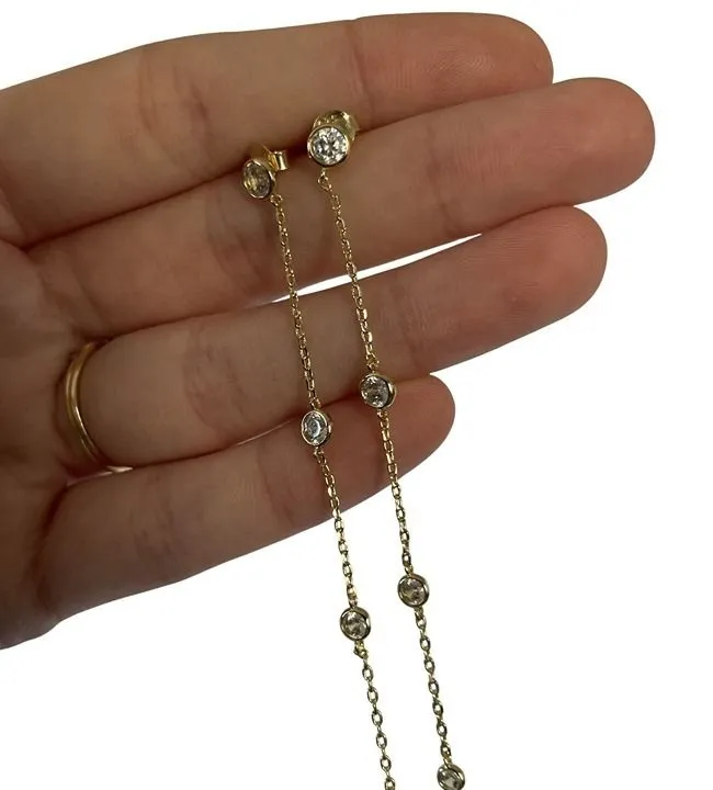 Pavoi 14K Gold Plated Dangling Earrings OS Gold Women Cubic Zirconia