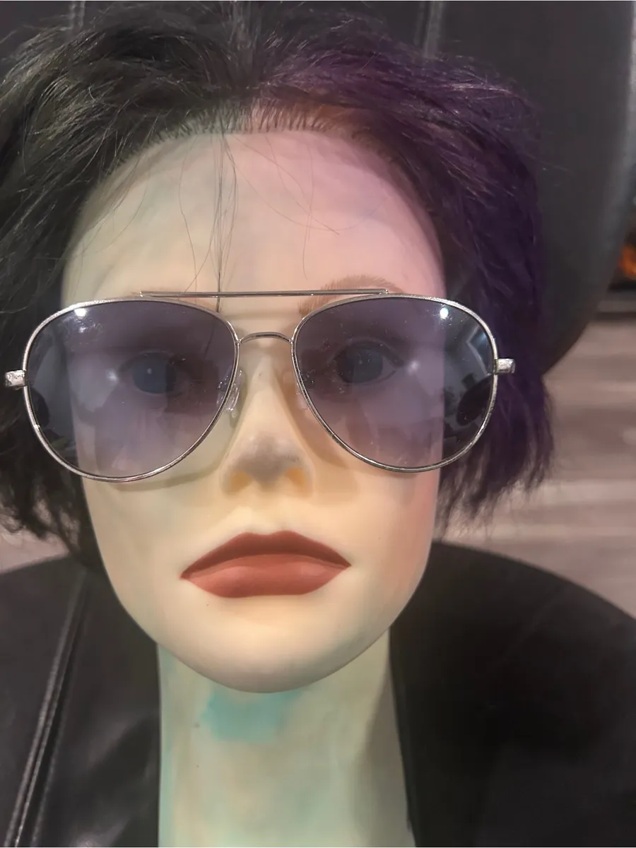 Silver Aviator Sunglasses with Gradient Gray Lenses