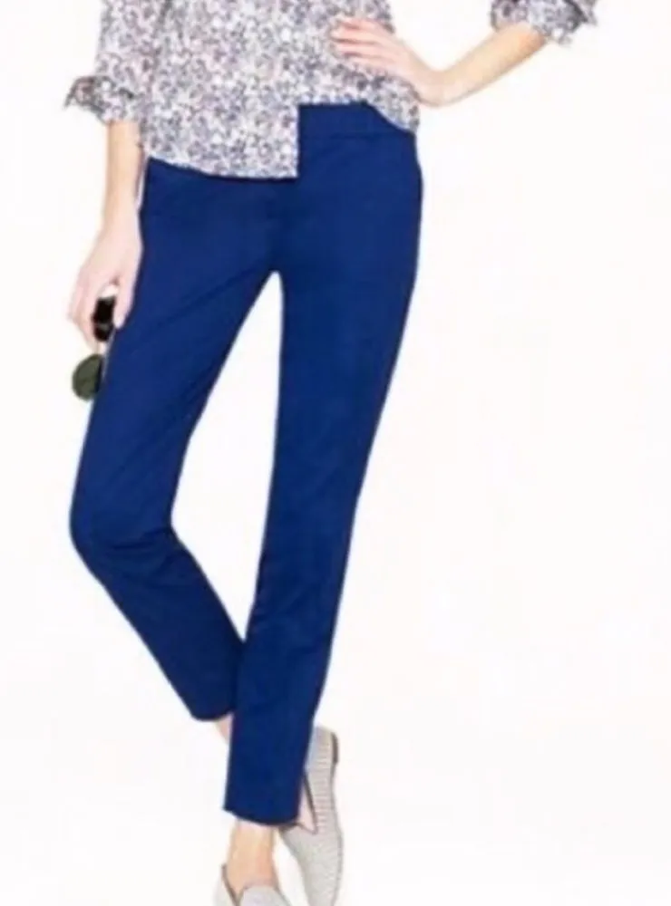 J. Crew Cafe Capri chino crop pants solid blue low rise size 0 stretchy