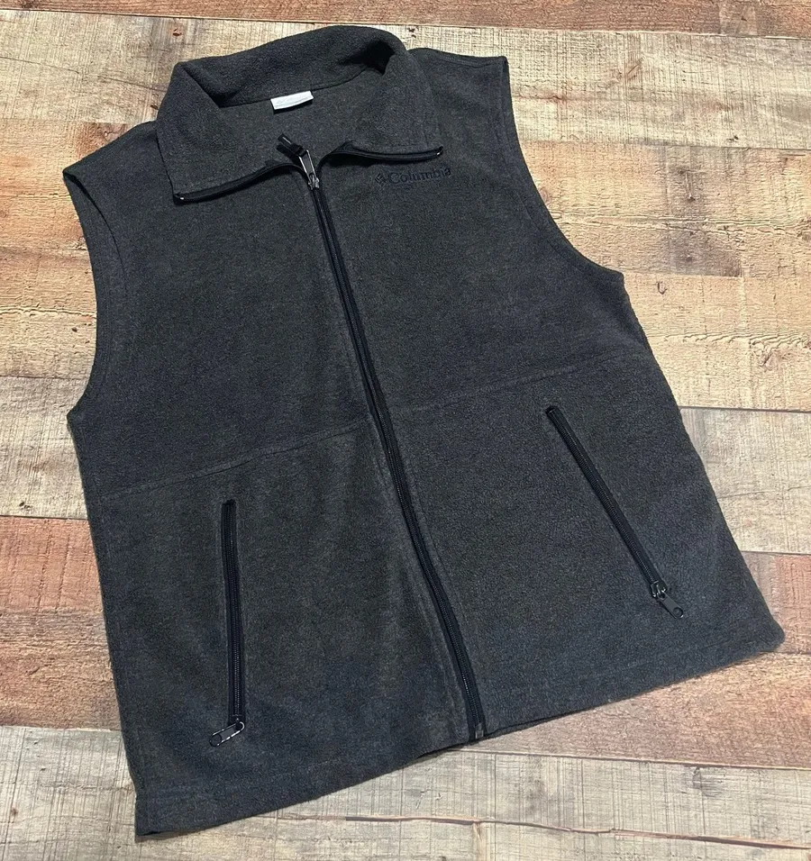 Columbia Women's Gray Fleece Base Layer Zip Pockets Full Zip Vest Sz S Outdoors