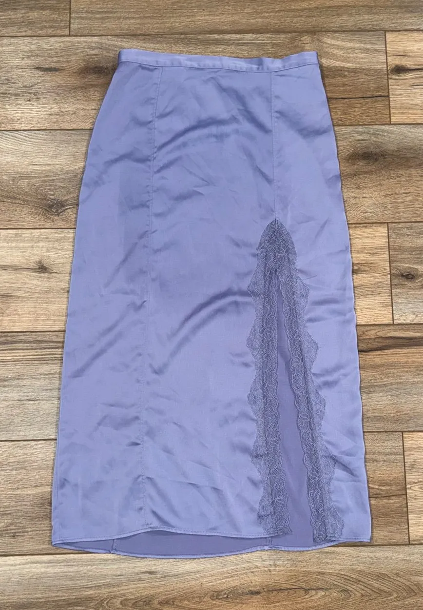 URBAN OUTFITTERS Fairycore Lavender Lace Satin Midi Slip Skirt | Size Medium