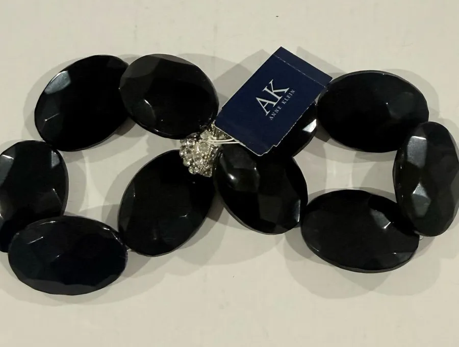 Anne Klein Black Faceted Statement Bracelet double bracelet crystal chunky gift