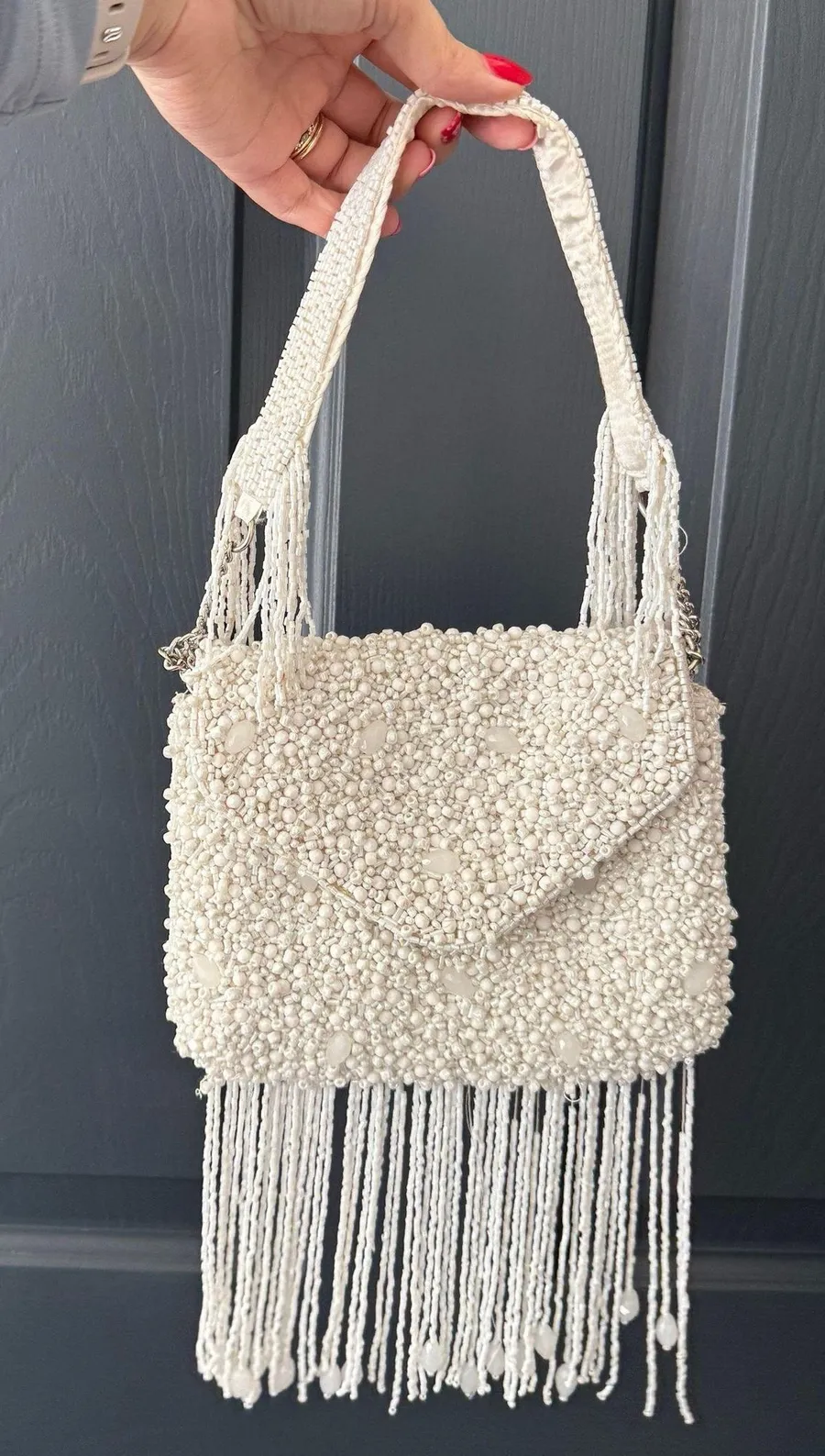 Beaded White Bag