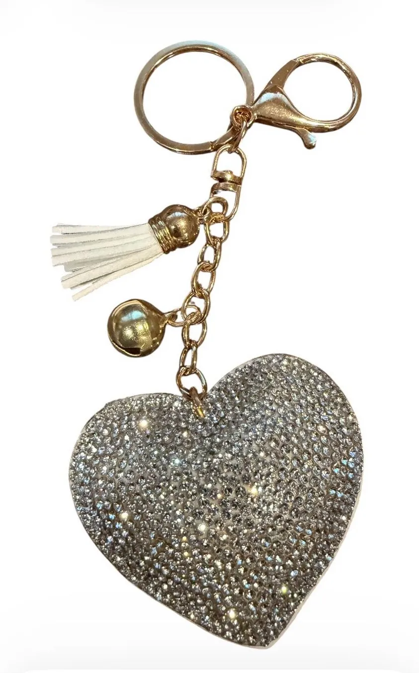 Crystal Heart Bag Charm/Keychain with Tassel