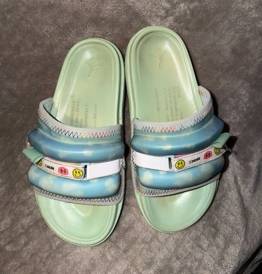 J. Balvin x Jordan Super Play Slide Celestine Blue White Enamel Green