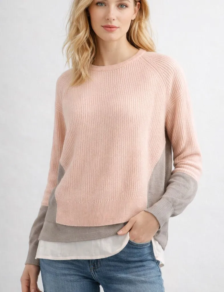 Marc by Marc Jacobs Cashmere Colorblock Sweater Pink Gray Silk Hem M