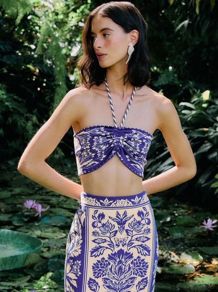 Farm Rio - Off-White Delicate Tapestry Knit Top