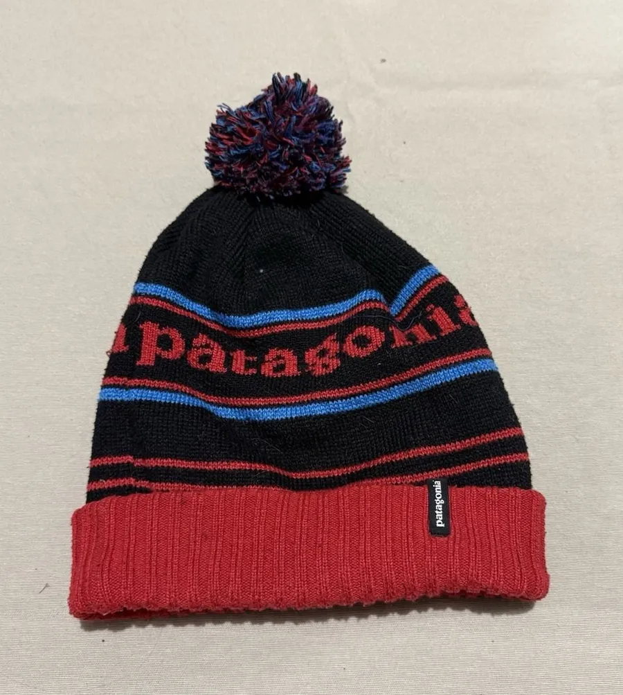 Patagonia Powder Town Beanie Park Stripe Heavy Duty Winter Ski Hat Pom