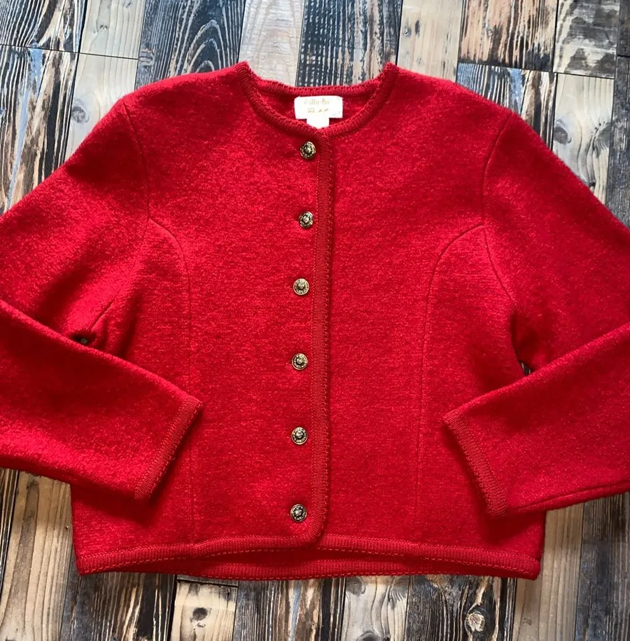 Vintage Tally Ho Wool Red Button