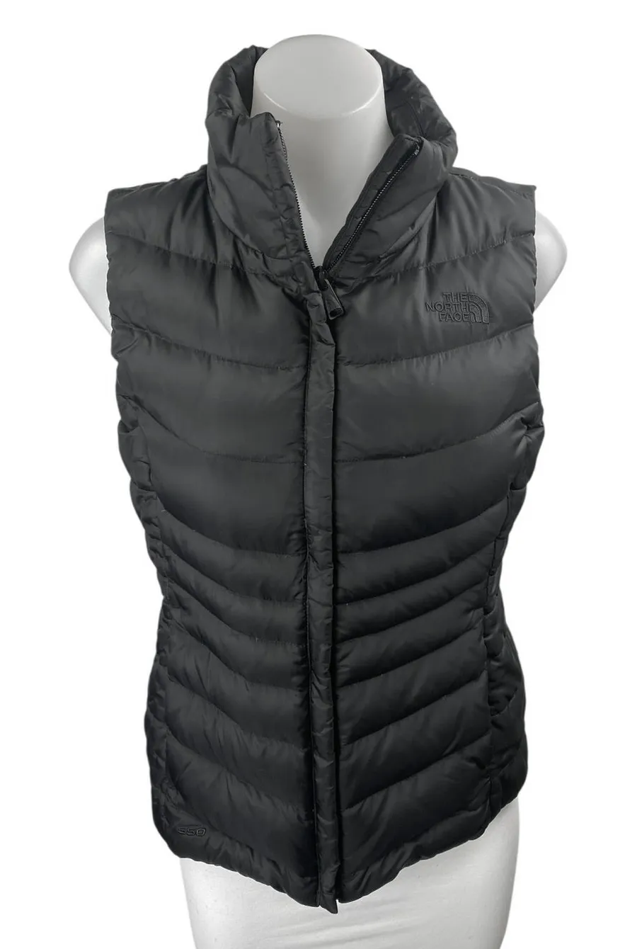 The North Face Women's Black Sleeveless Turtleneck Full Zip Puffer Vest Jacket S