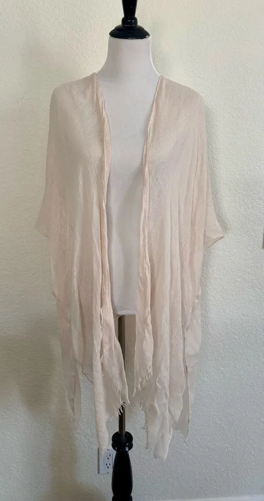 Sonoma Kimono Wrap O/S White Swan Mesh Knit Handkerchief Hem WSN21LP11