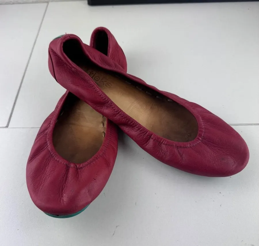 Tieks by Gavrieli Womens Red Leather Foldable Ballet Flats Size 8