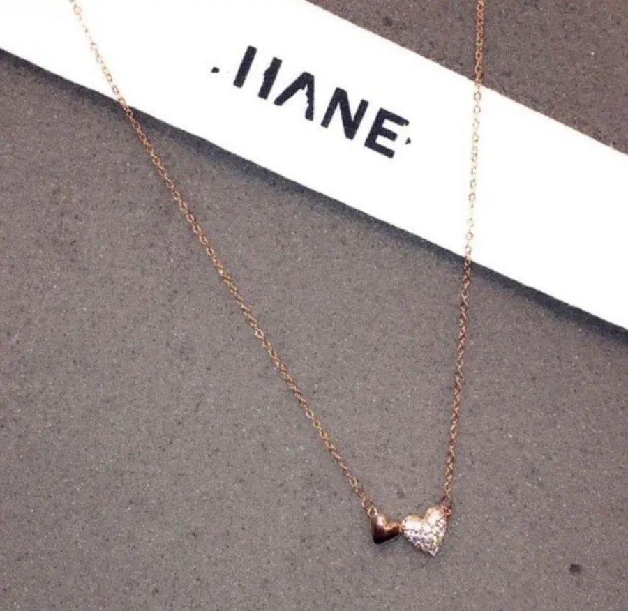 14K Rose Gold Plated Love Heart Pendant Necklace for Women