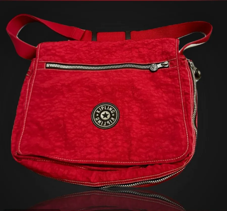 Kipling Unisex Vibrant Red Flap Crossbody Bag