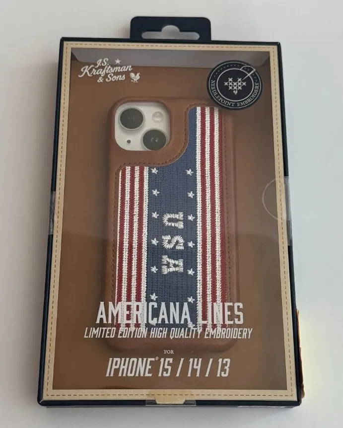 Americana nwt Lines USA Needlepoint Embroidered iPhone Case