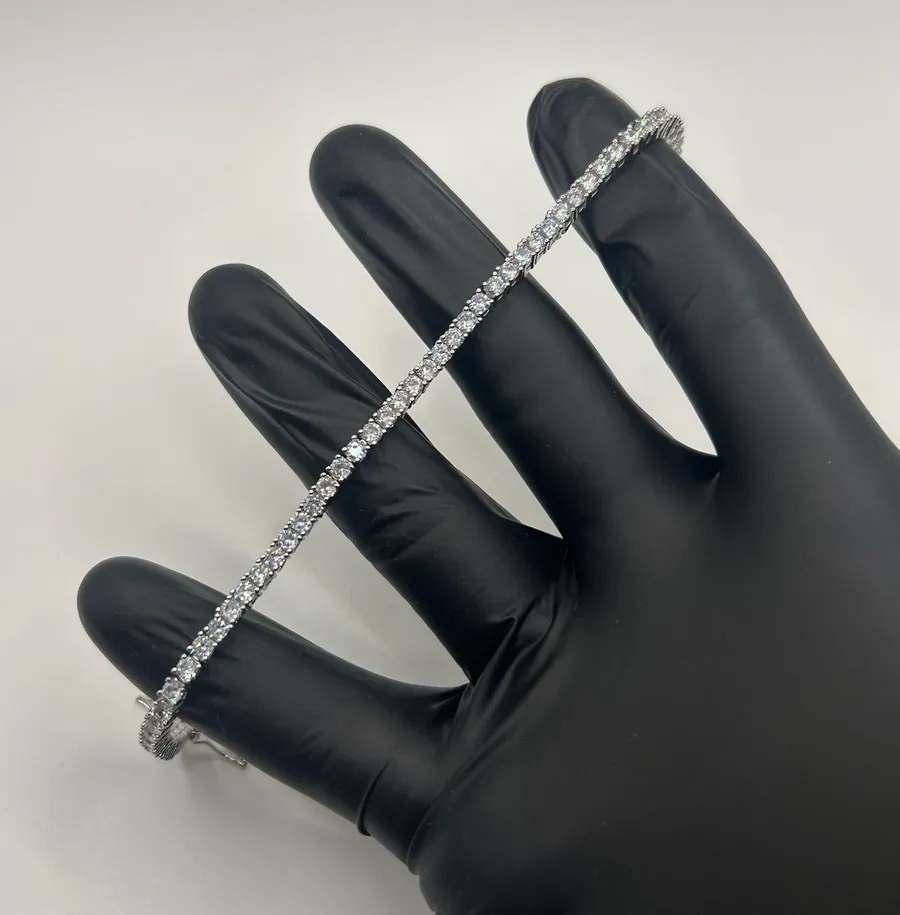 Moissanite Tennis Bracelet Gold 3mm 7 Inch Brand New VVS1 Crazy Shine No Pass