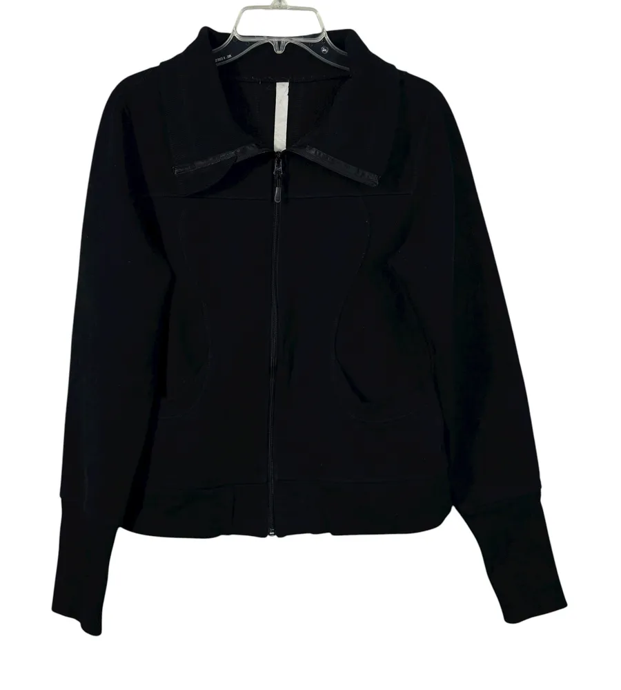 Lululemon Black Full Zip High Neck/Foldover Collar Thick Scuba Jacket Athleisure