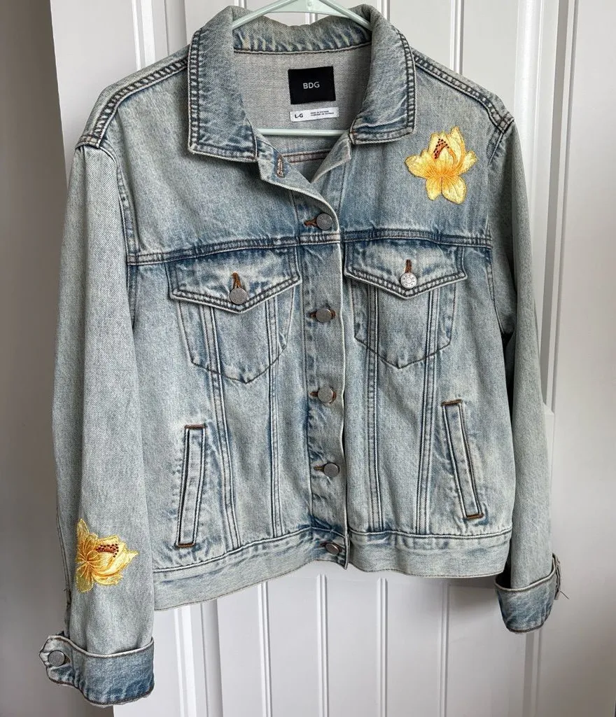 Urban Outfitters BDG Women's Denim Jacket with Floral Embroidery