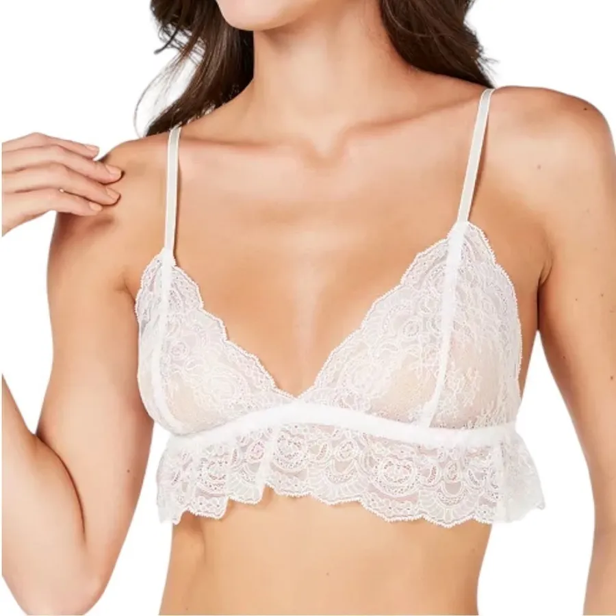 Hanky Panky Julia White XS Ruffled Lace Bralette 977531