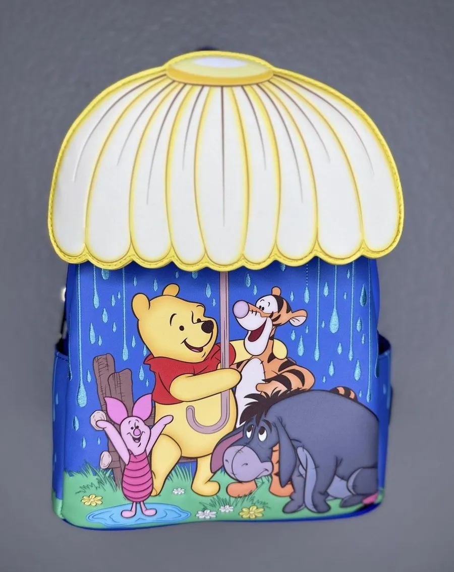 Loungefly Mini Backpack Bag Womens Blue Winnie The Pooh Umbrella Rain Disney
