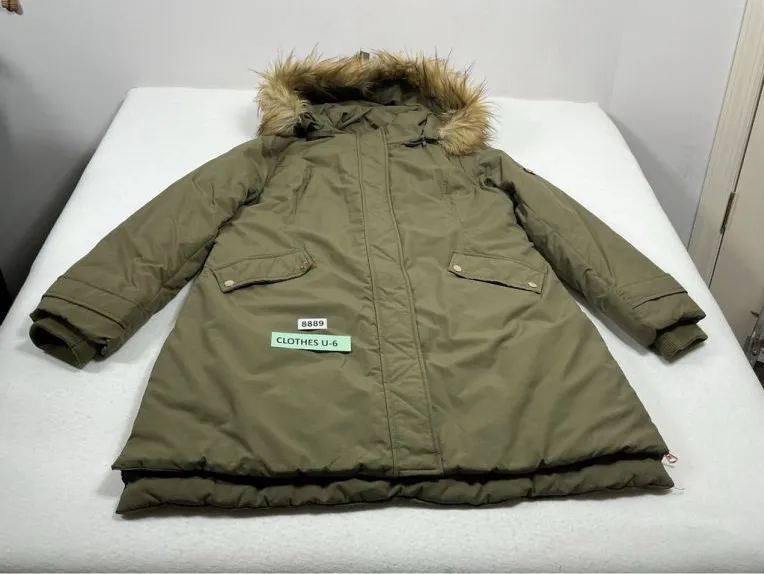 Womans Excellent Jessica Simpson Warm Puffy Coat XL Olive Green Removable Hood
