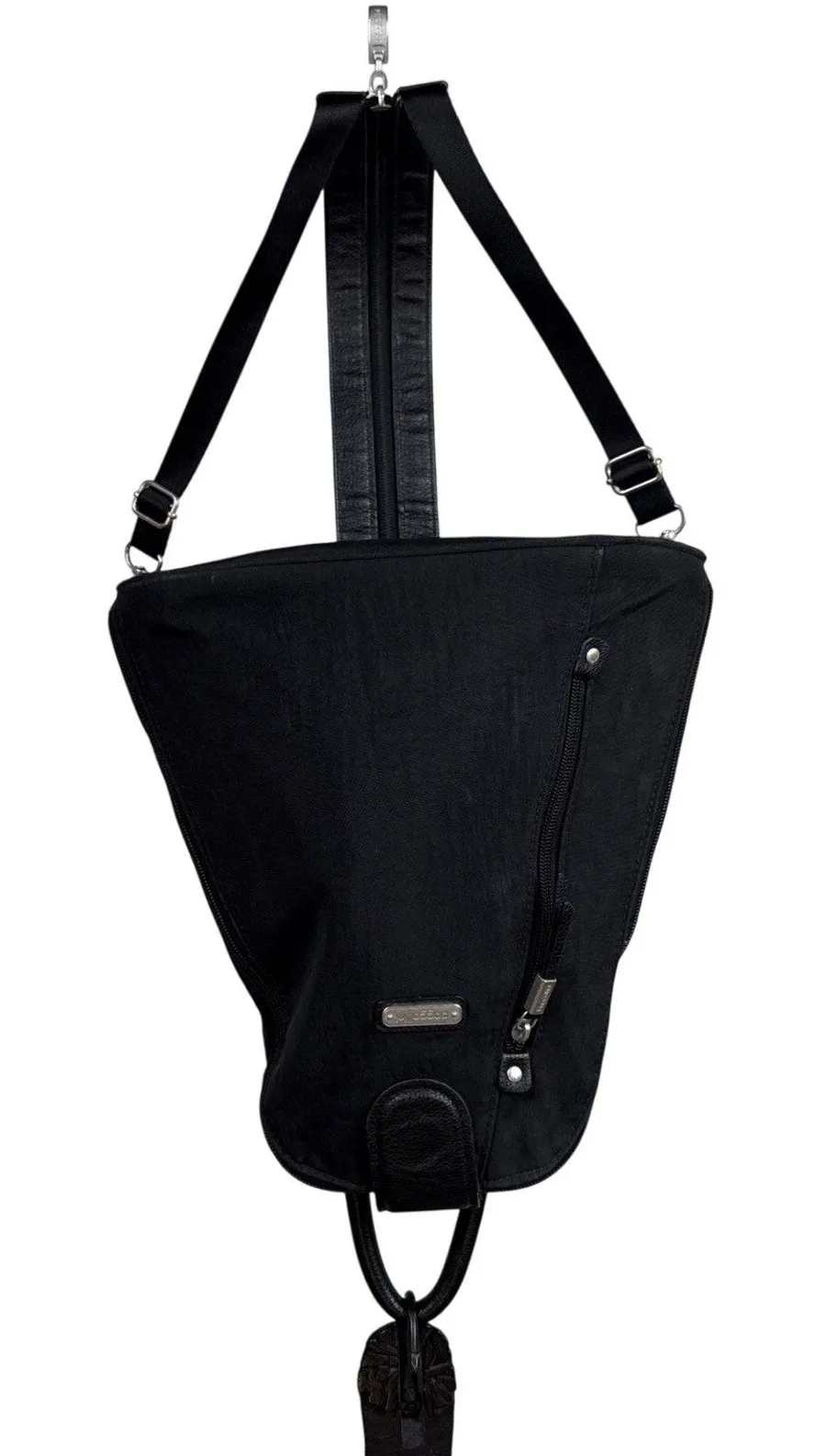 Baggallini Metro Backpack Sling Bag Purse Black Nylon RFID Protection Travel