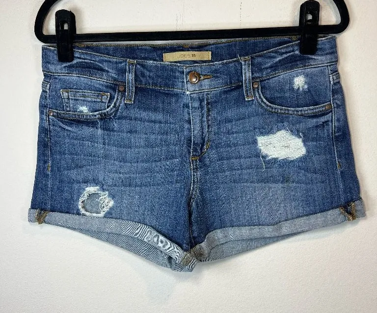 Joes Jeans Kenny Distressed Shorts Dark Blue Denim Stretch Festival Summer Sz 28
