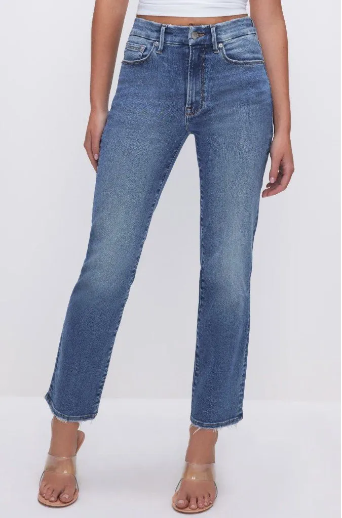 Good American Always Fits Good Legs Straight Jeans High Rise Blue Womens 14 / 32